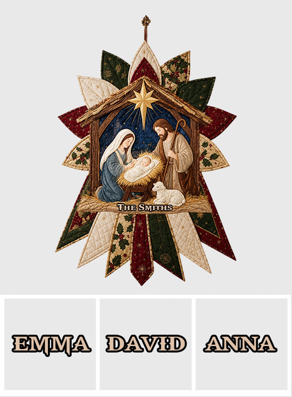 A Night of Sacred Wonder - Personalized Christian Quilted Door Hanger