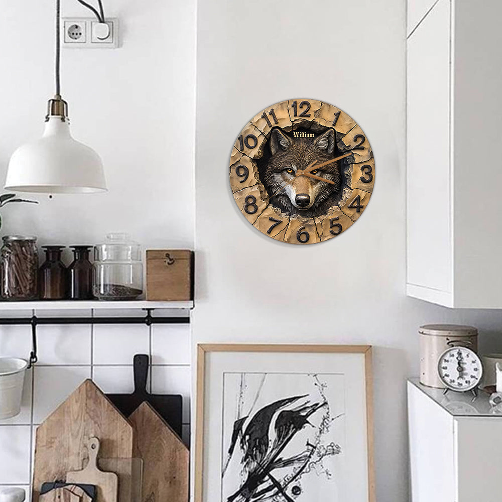 Cool Wolf - Horloge murale personnalisée Loup