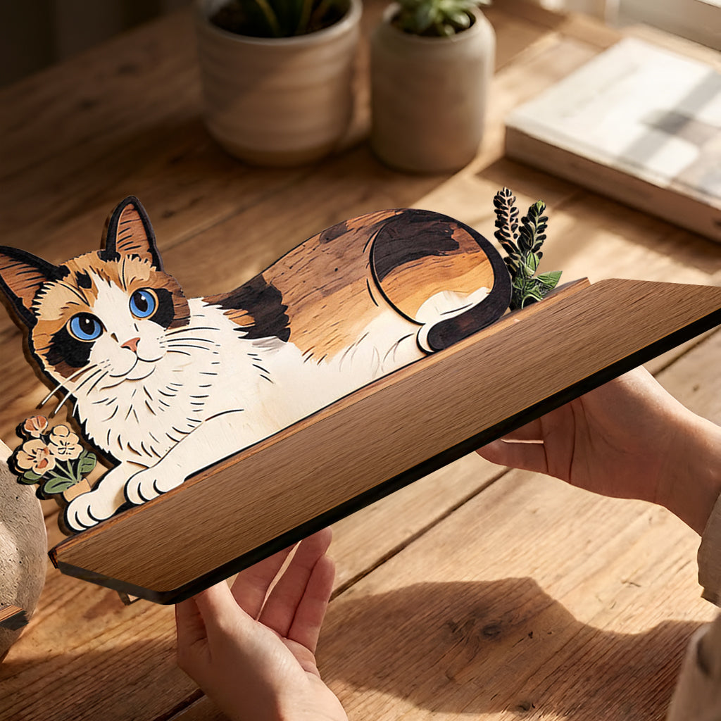 Cat Lovers - Personalized Cat Wooden Floating Shelf