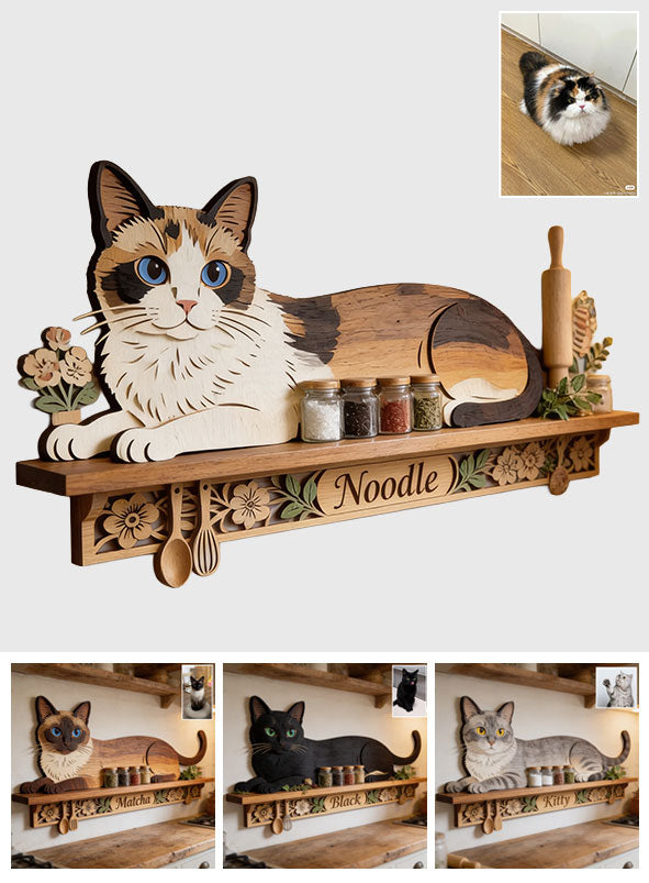 Cat Lovers - Personalized Cat Wooden Floating Shelf