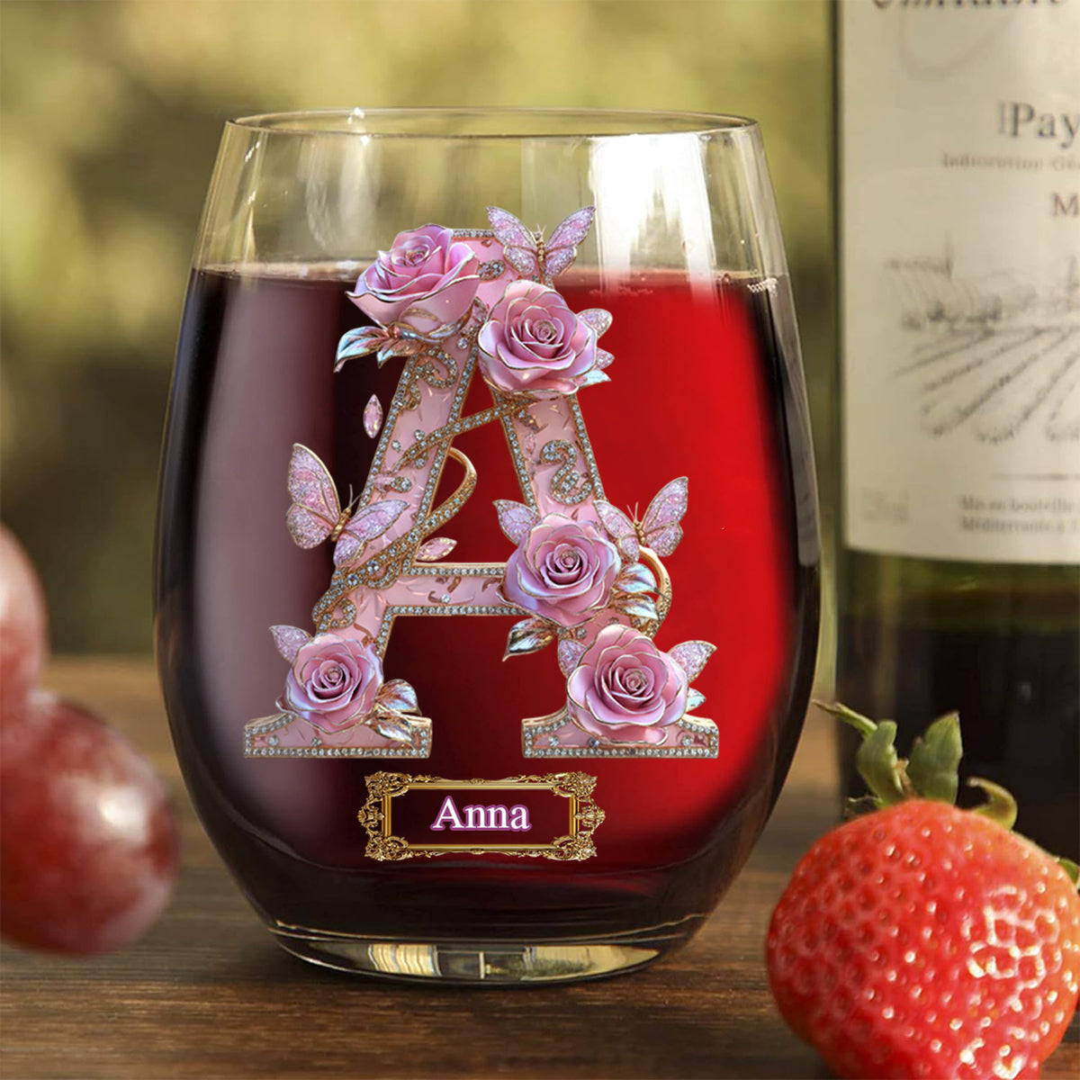 Wenn Freunde Blumen wären, würde ich dich pflücken – Personalisiertes Weinglas mit der Aufschrift „Beste Freundin“.