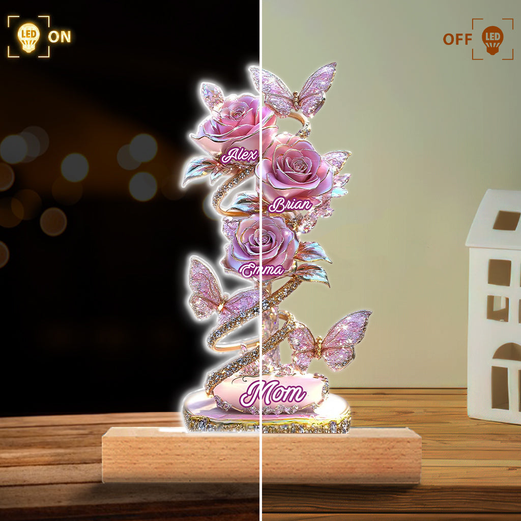 My Garden Gift For Mom, Grandma - Personalized Mother Shaped Plaque Light Base