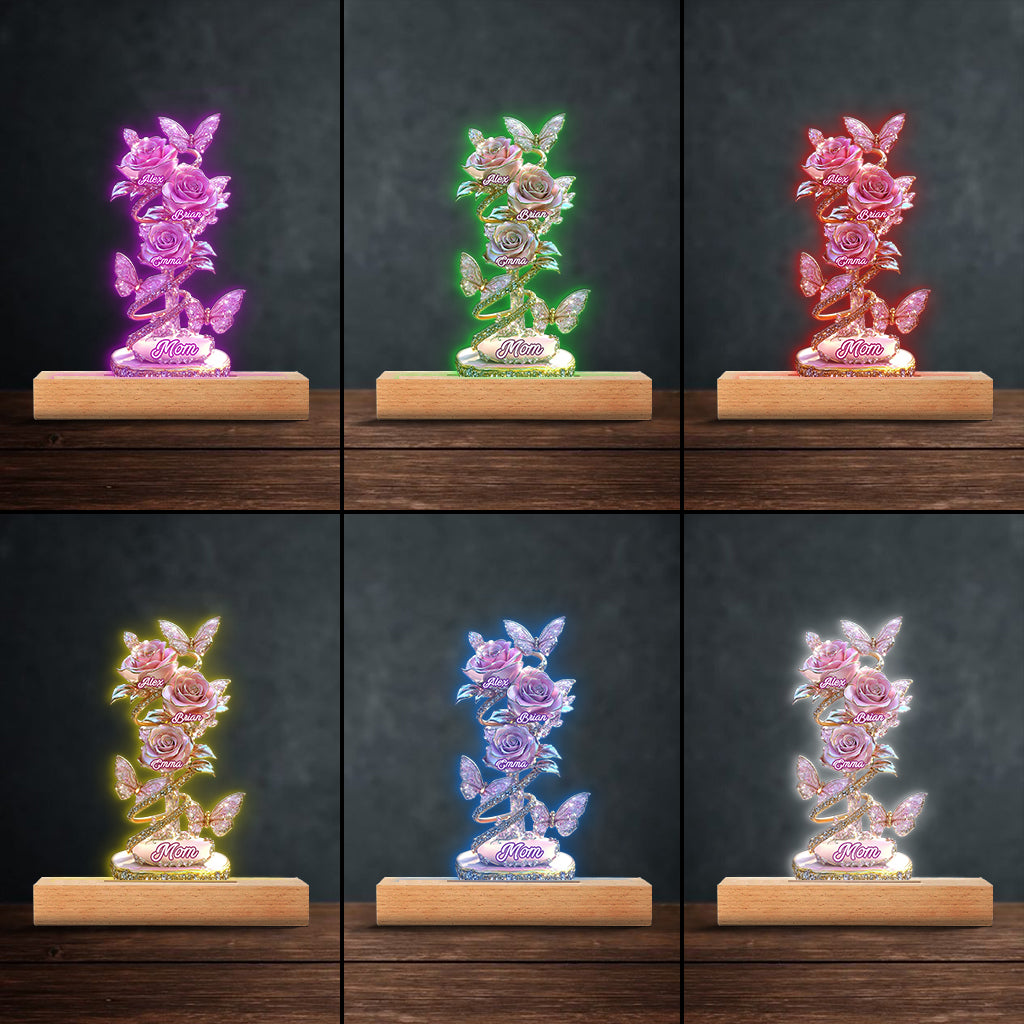 My Garden Gift For Mom, Grandma - Personalized Mother Shaped Plaque Light Base