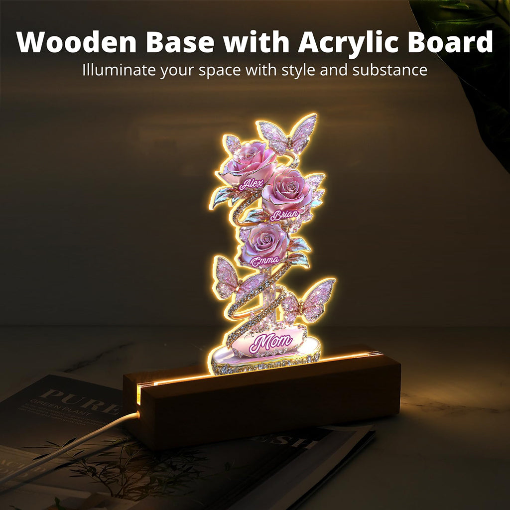 My Garden Gift For Mom, Grandma - Personalized Mother Shaped Plaque Light Base