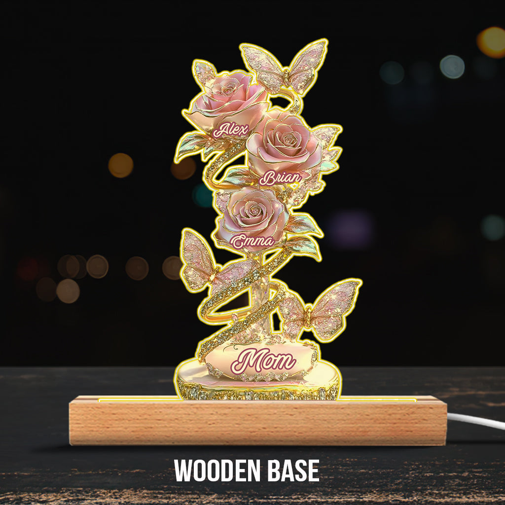 My Garden Gift For Mom, Grandma - Personalized Mother Shaped Plaque Light Base