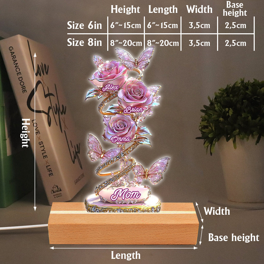 My Garden Gift For Mom, Grandma - Personalized Mother Shaped Plaque Light Base