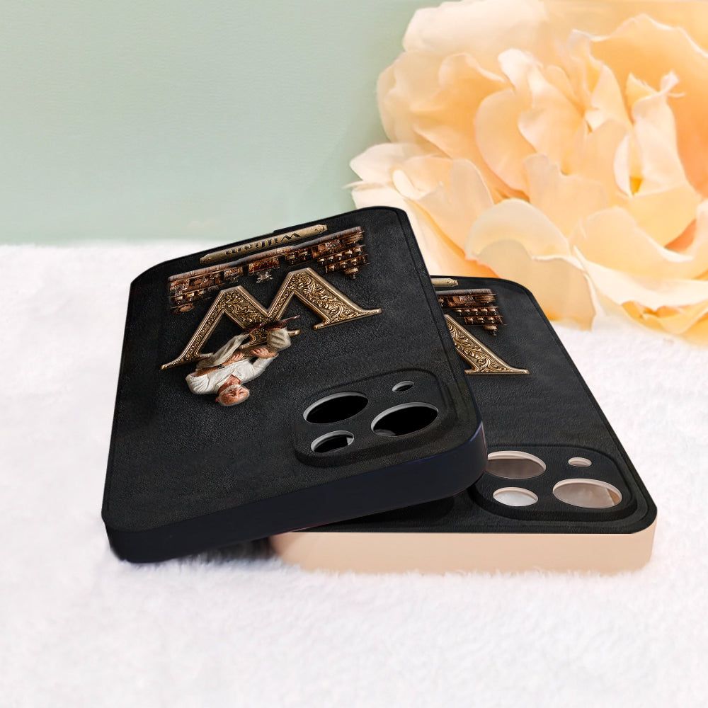 Alphabet Initial For Whiskey, Bourbon... Lovers - Personalized Whisky 3D Embossed Leather Phone Case