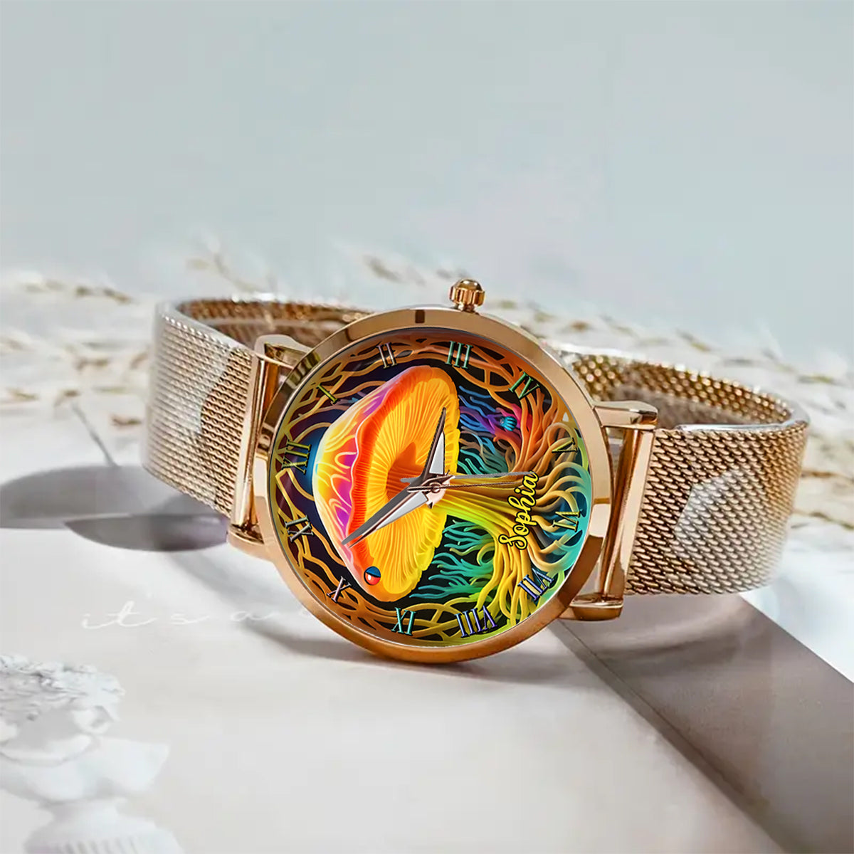Restez groovy - Montre-bracelet hippie personnalisée pour femme 