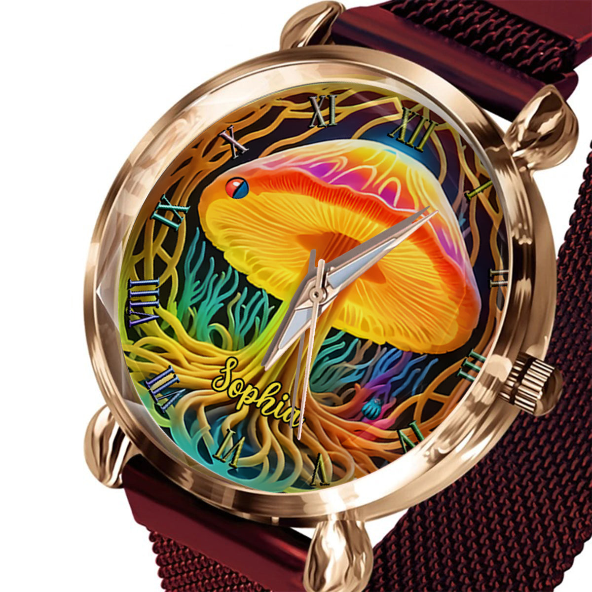 Restez groovy - Montre-bracelet hippie personnalisée pour femme 
