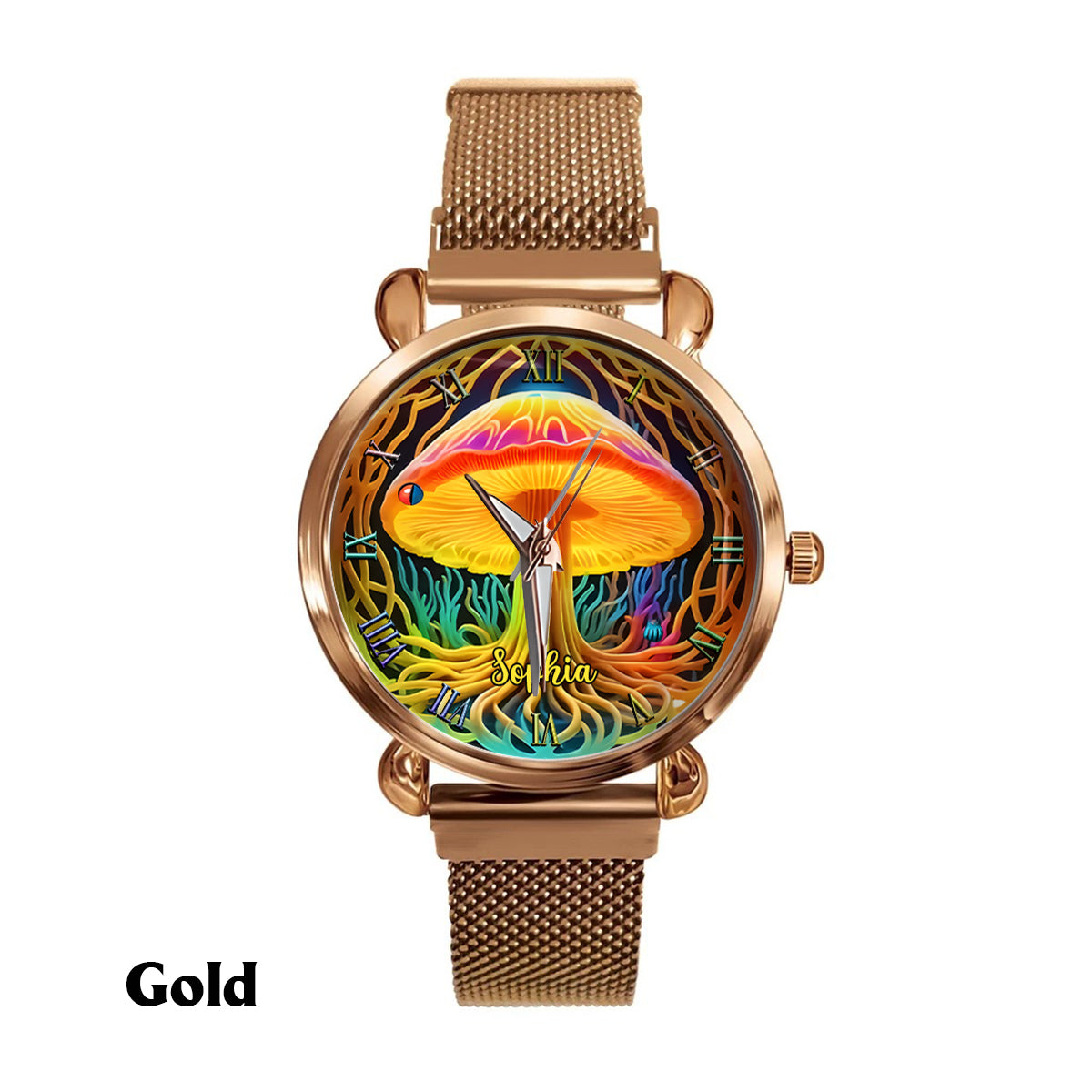 Restez groovy - Montre-bracelet hippie personnalisée pour femme 