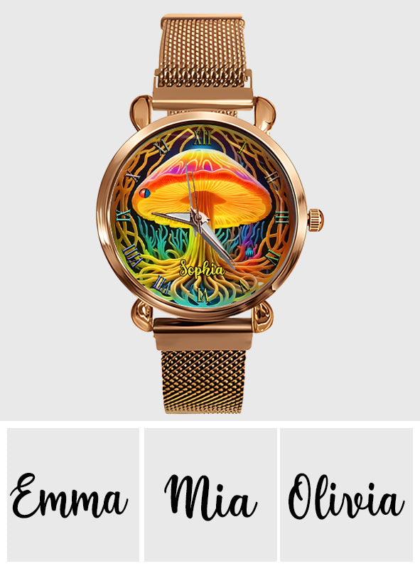 Restez groovy - Montre-bracelet hippie personnalisée pour femme 