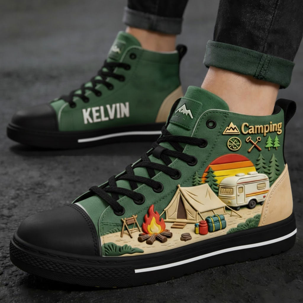 Camping Crew – Personalisierte Camping-High-Top-Schuhe