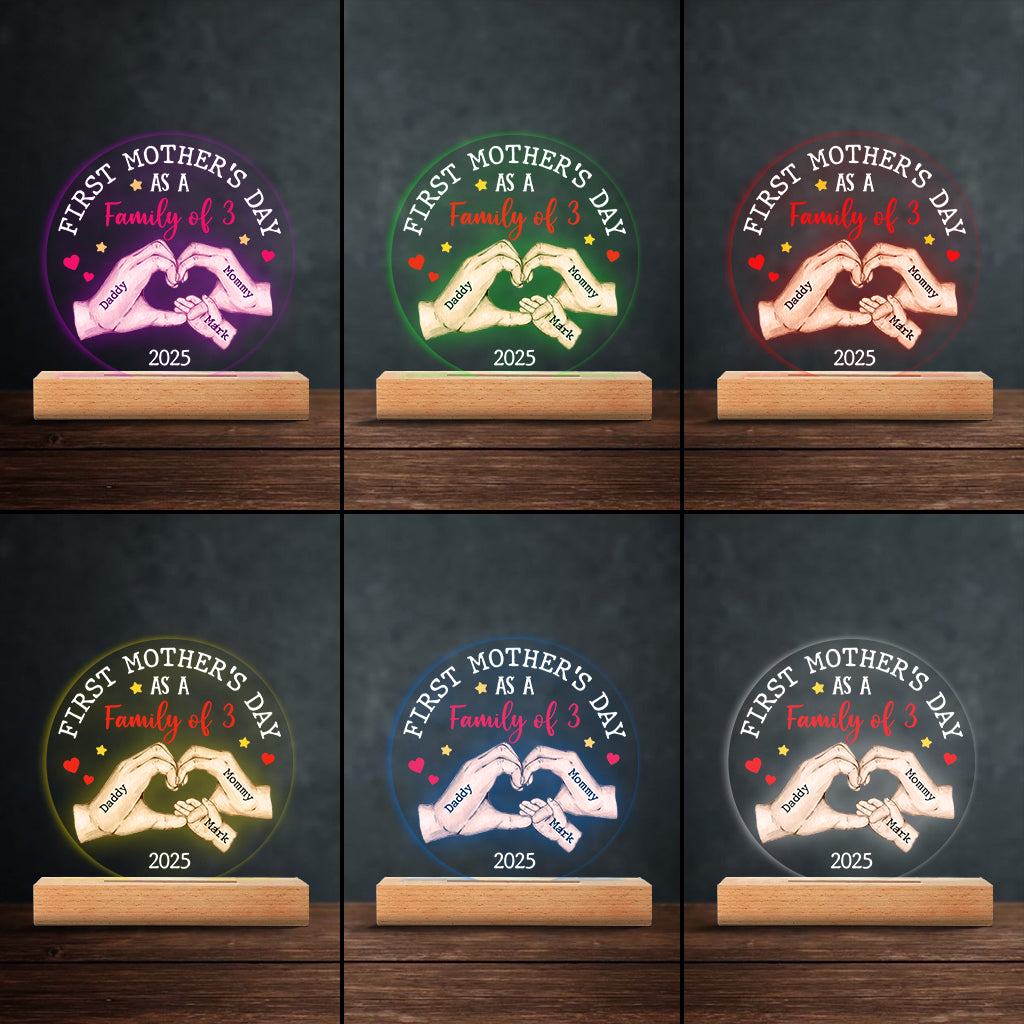 First Mother's Day As A - Personalized Mother Shaped Plaque Light Base