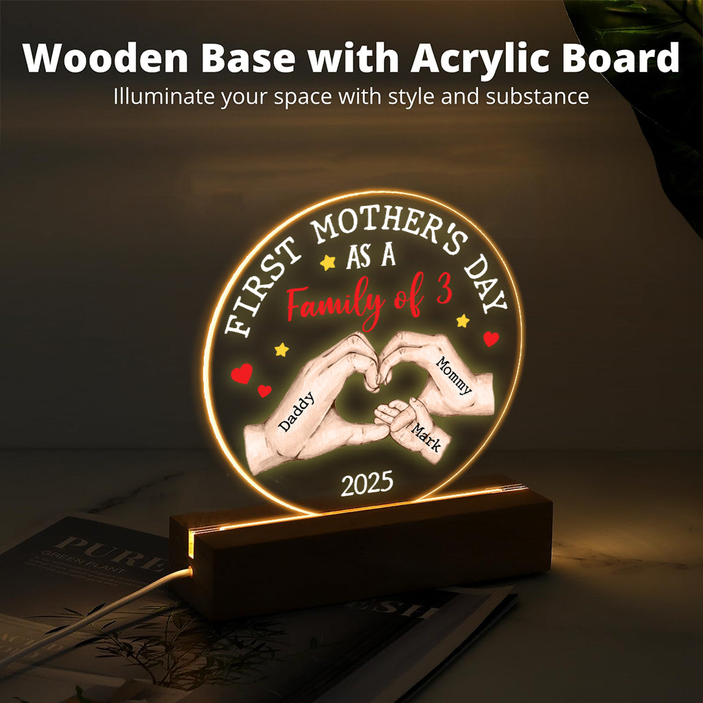 First Mother's Day As A - Personalized Mother Shaped Plaque Light Base