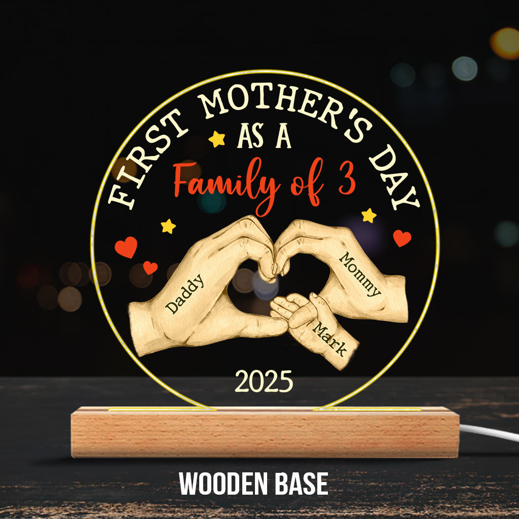 First Mother's Day As A - Personalized Mother Shaped Plaque Light Base