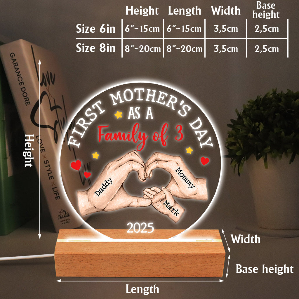 First Mother's Day As A - Personalized Mother Shaped Plaque Light Base