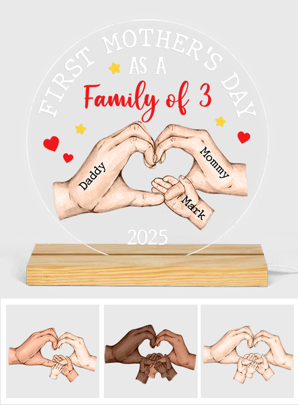 First Mother's Day As A - Personalized Mother Shaped Plaque Light Base