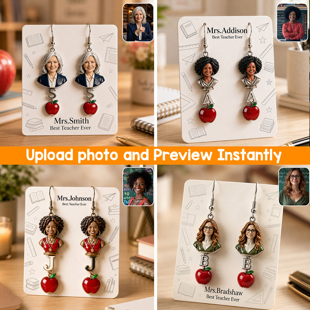 Best Teacher Ever - Personalized Teacher Earrings With Card