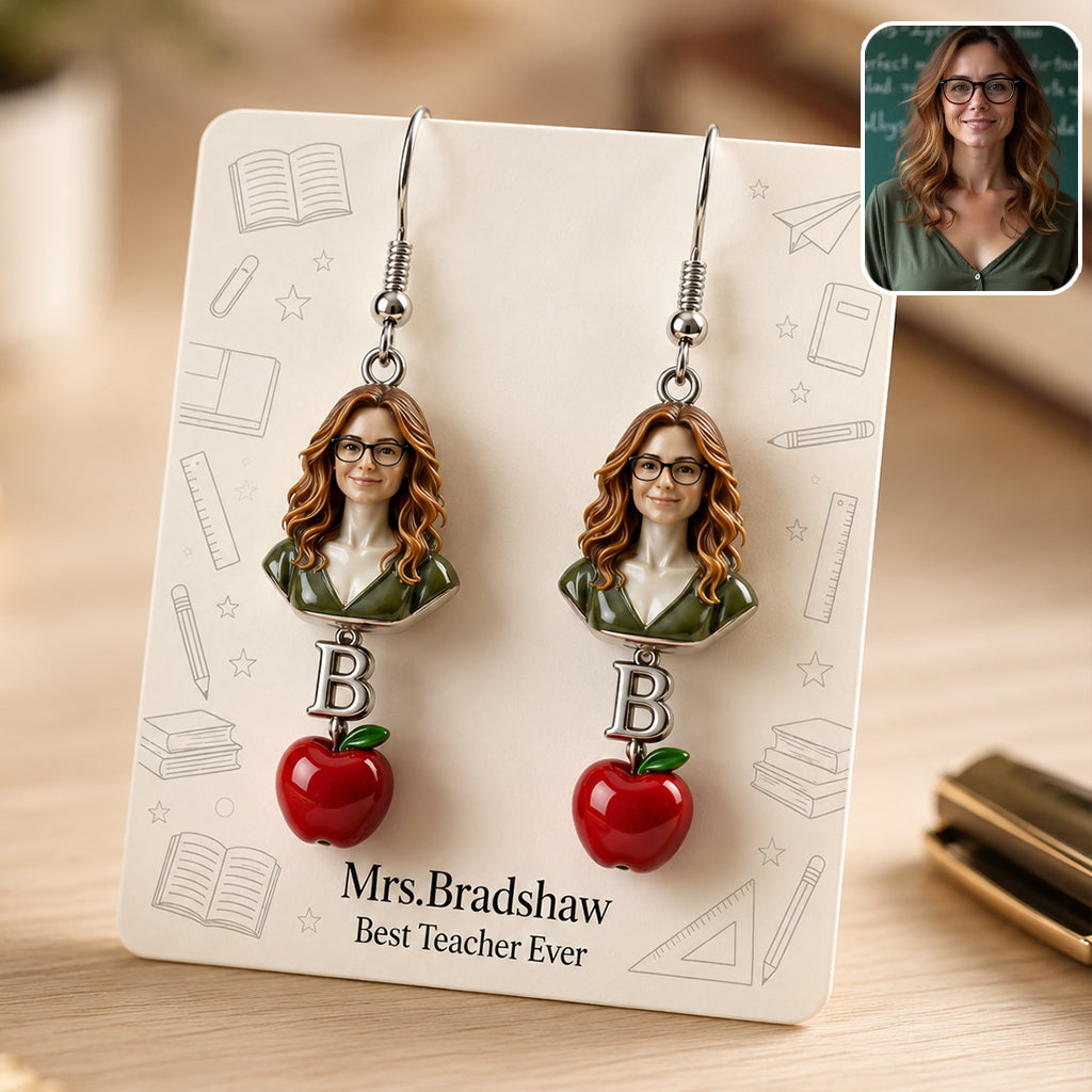 Best Teacher Ever - Personalized Teacher Earrings With Card