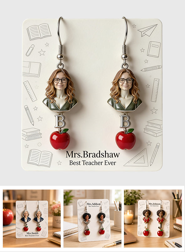 Best Teacher Ever - Personalized Teacher Earrings With Card