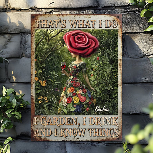 That's What I Do I Garden I Drink I Know Things - Personalized Gardening Rectangle Metal Sign