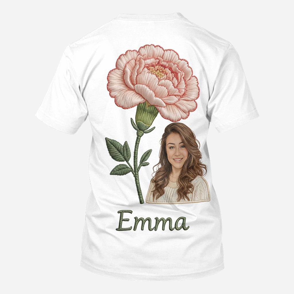 Personalisiertes T-Shirt mit Geburtsblume und Foto – Selbstliebe pur