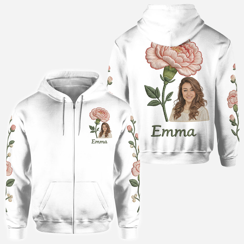 Personalisiertes T-Shirt mit Geburtsblume und Foto – Selbstliebe pur