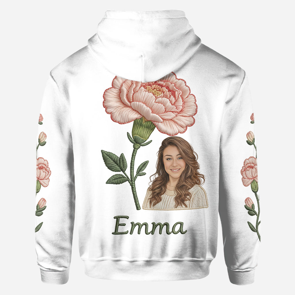 Personalisiertes T-Shirt mit Geburtsblume und Foto – Selbstliebe pur