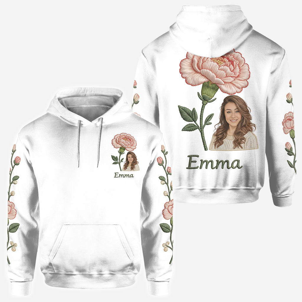 Personalisiertes T-Shirt mit Geburtsblume und Foto – Selbstliebe pur