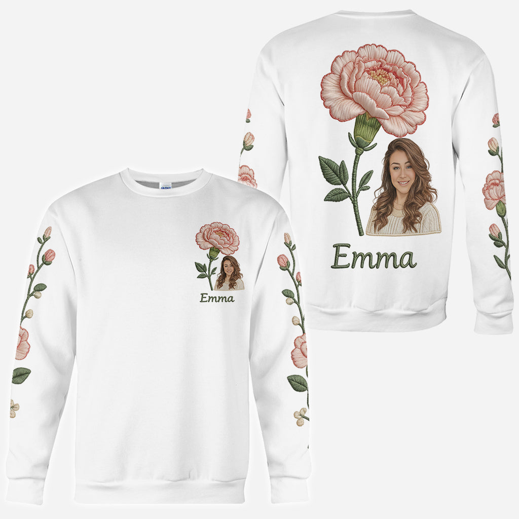 Personalisiertes T-Shirt mit Geburtsblume und Foto – Selbstliebe pur