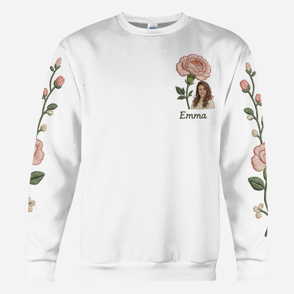 Personalisiertes T-Shirt mit Geburtsblume und Foto – Selbstliebe pur
