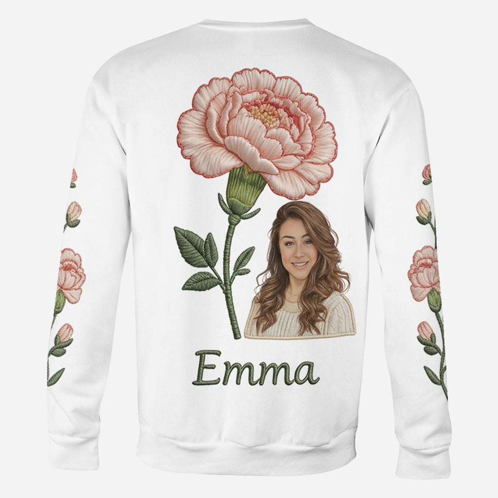 Personalisiertes T-Shirt mit Geburtsblume und Foto – Selbstliebe pur