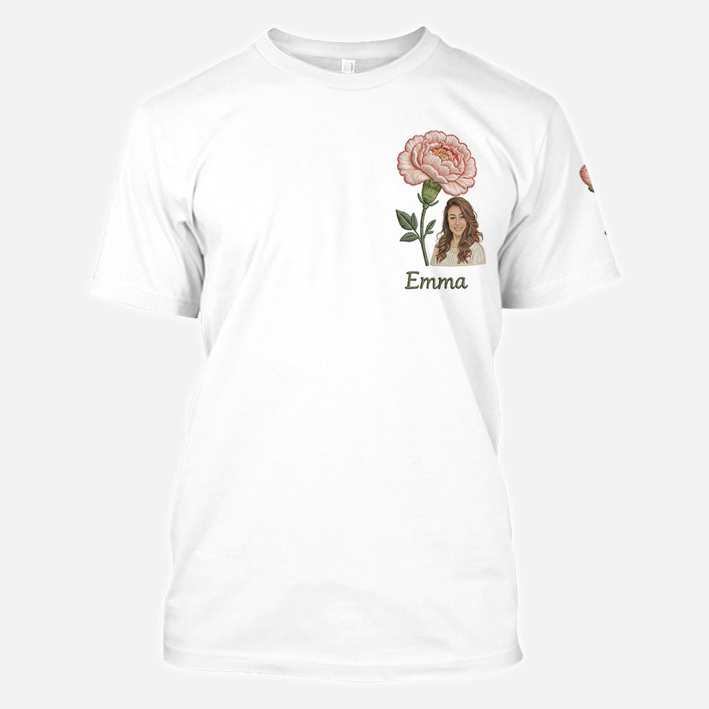 Personalisiertes T-Shirt mit Geburtsblume und Foto – Selbstliebe pur