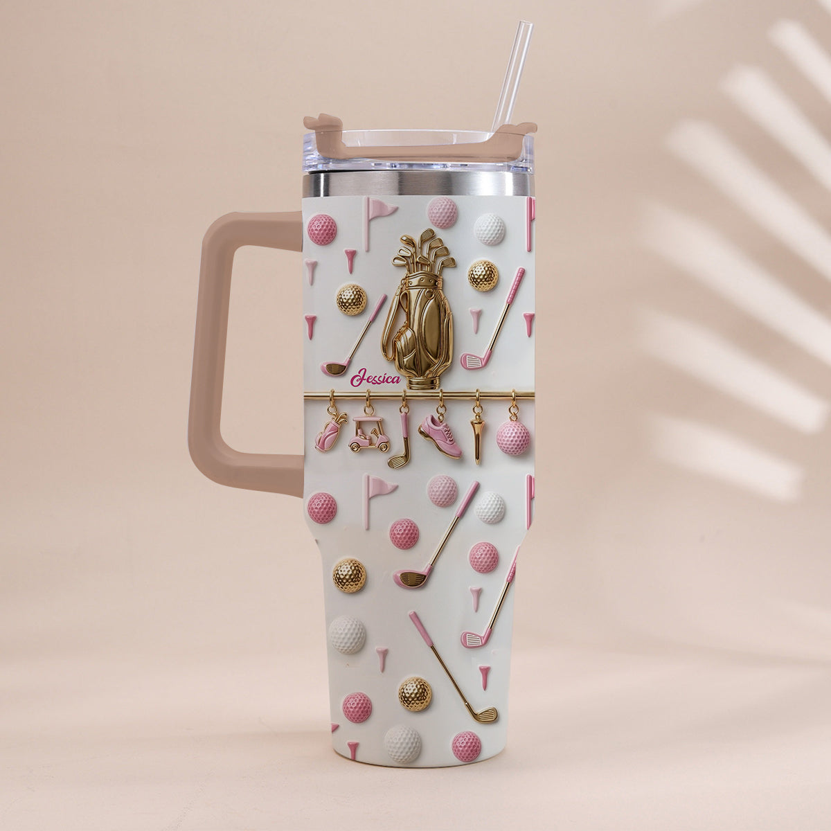 Lebe Golf – Personalisierter Golfbecher mit Henkel
