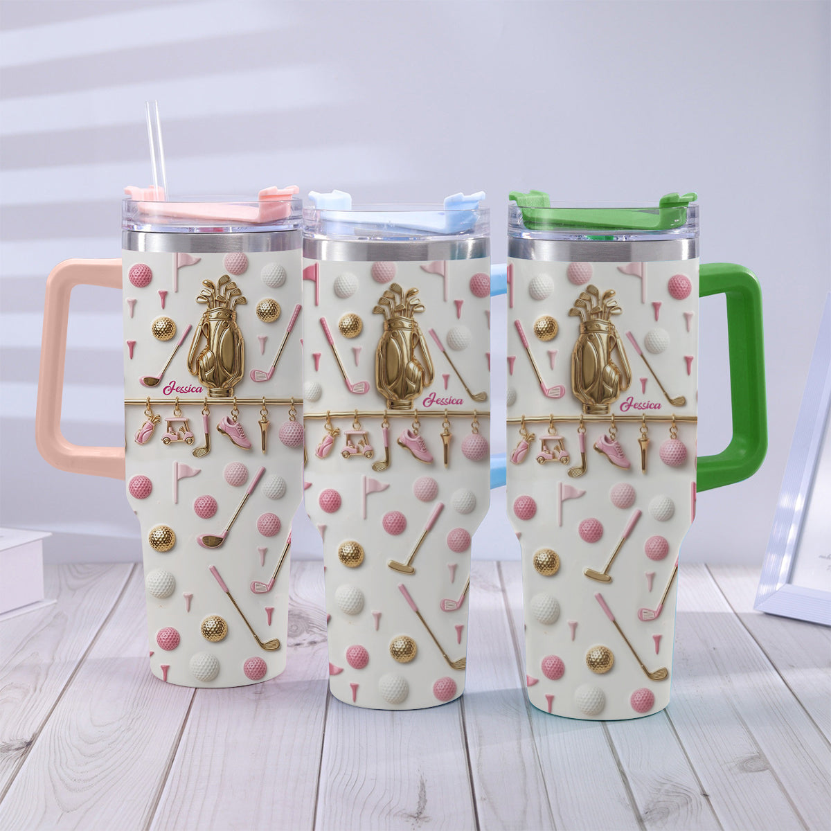 Lebe Golf – Personalisierter Golfbecher mit Henkel