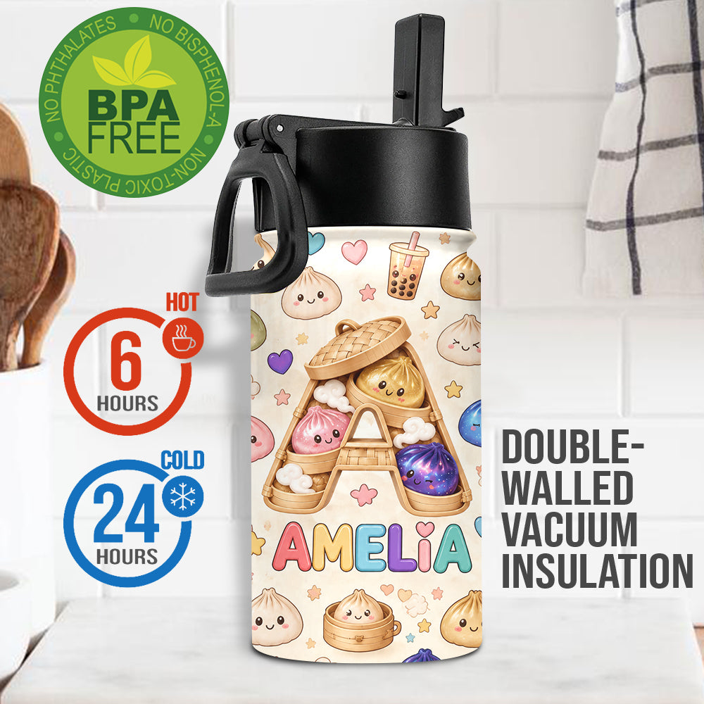 Bouteille d'eau personnalisée pour enfants - Alphabet Dumpling mignon et amusant