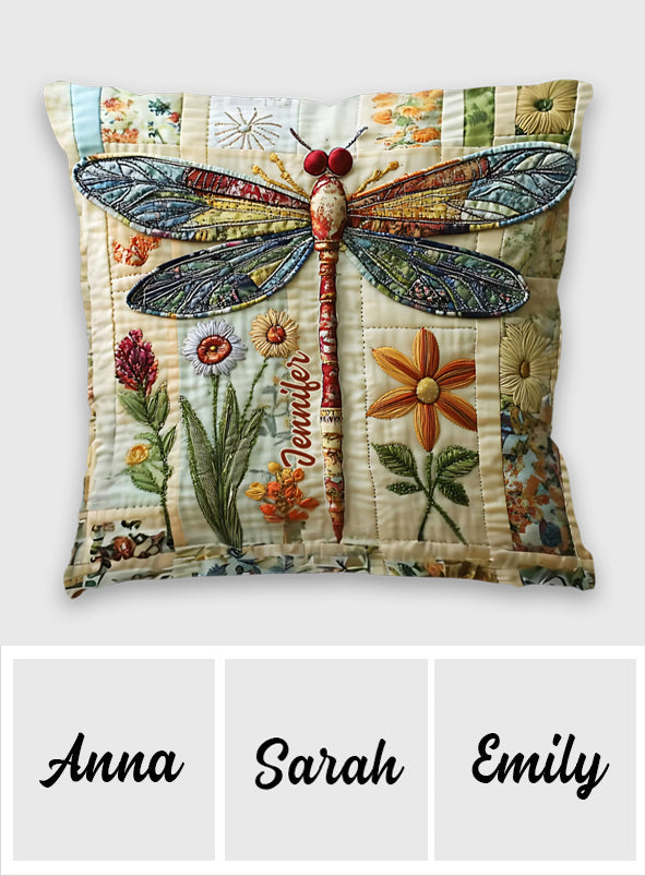 Adorable coussin décoratif libellule personnalisé