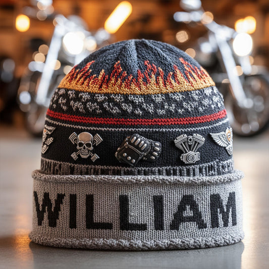 Flame & Engine - Personalisierte Biker-Mütze