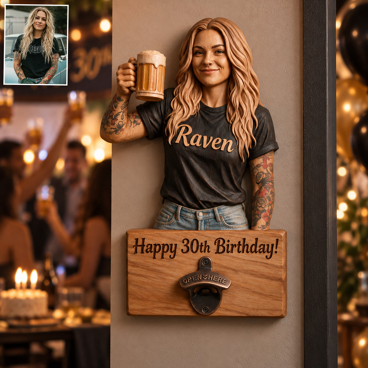 Happy Beerthday - Personalized Birthday Wall Bottle Opener