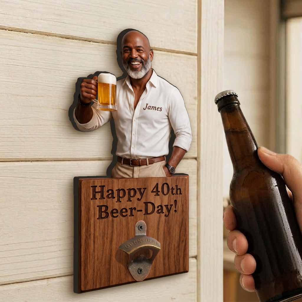 Happy Beerthday - Personalized Birthday Wall Bottle Opener