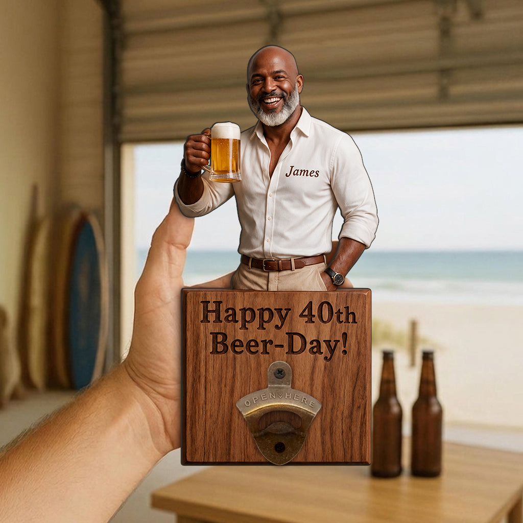 Happy Beerthday - Personalized Birthday Wall Bottle Opener
