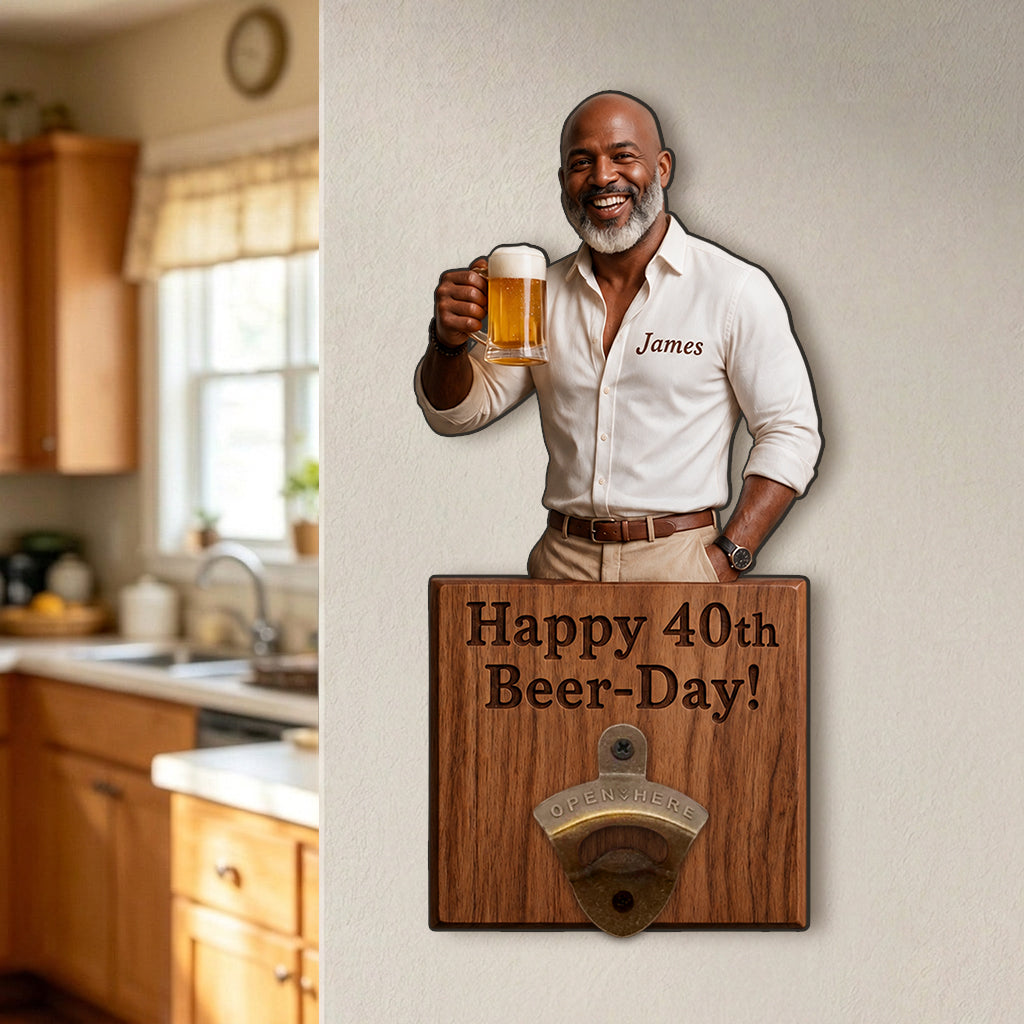 Happy Beerthday - Personalized Birthday Wall Bottle Opener