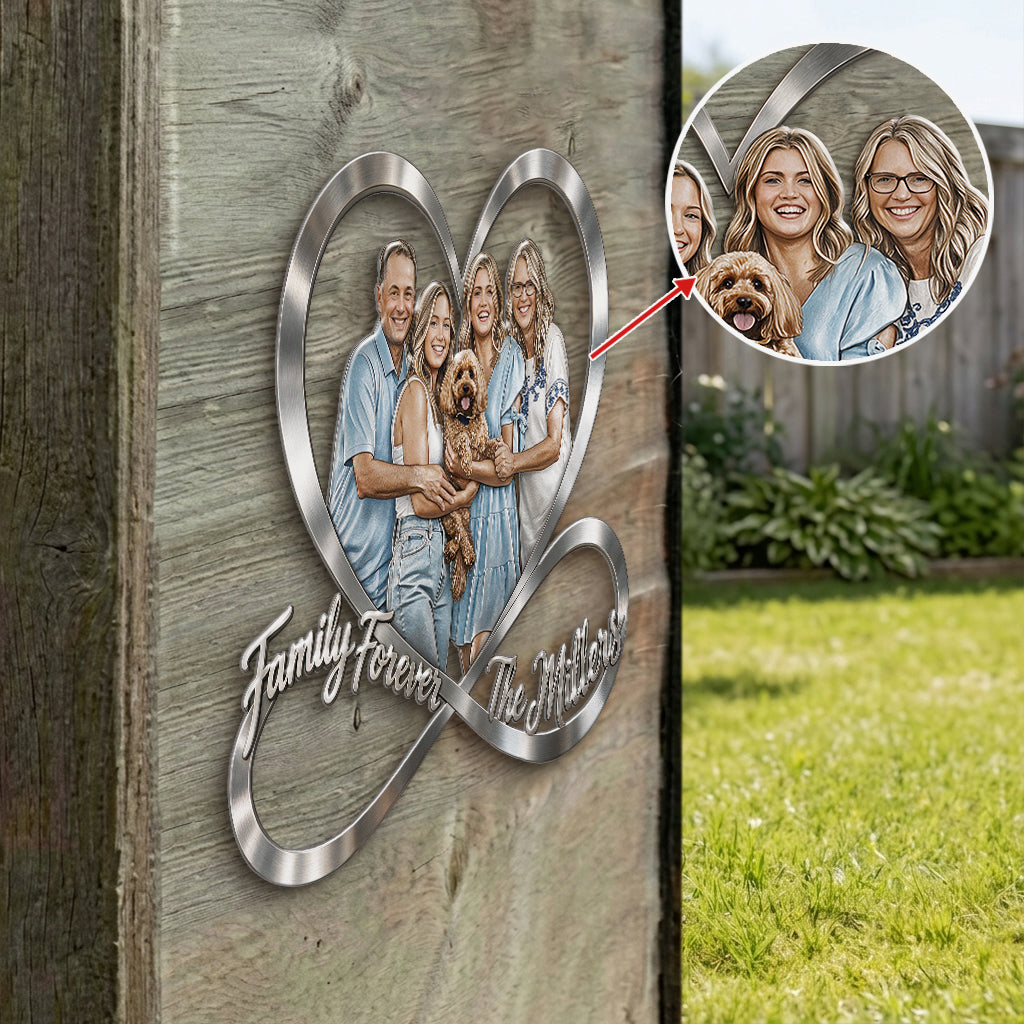 Family Forever - Personalized Family 3D Printed Cut Metal Sign