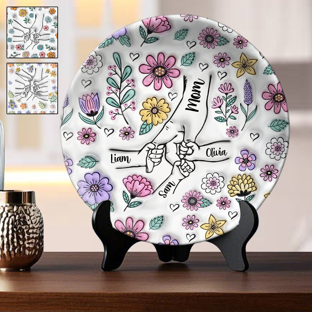 You Hold Our Hands - Personalized Mother Ceramic Round Plate