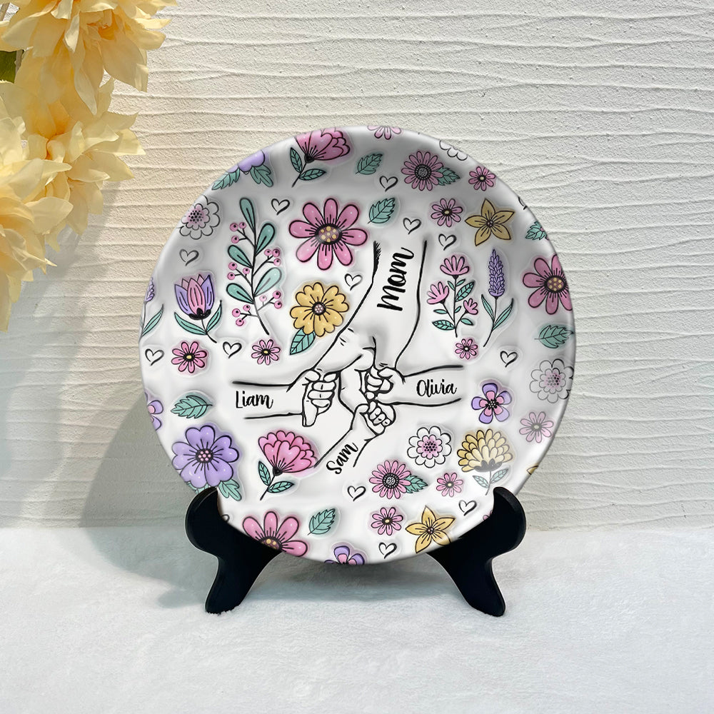 You Hold Our Hands - Personalized Mother Ceramic Round Plate