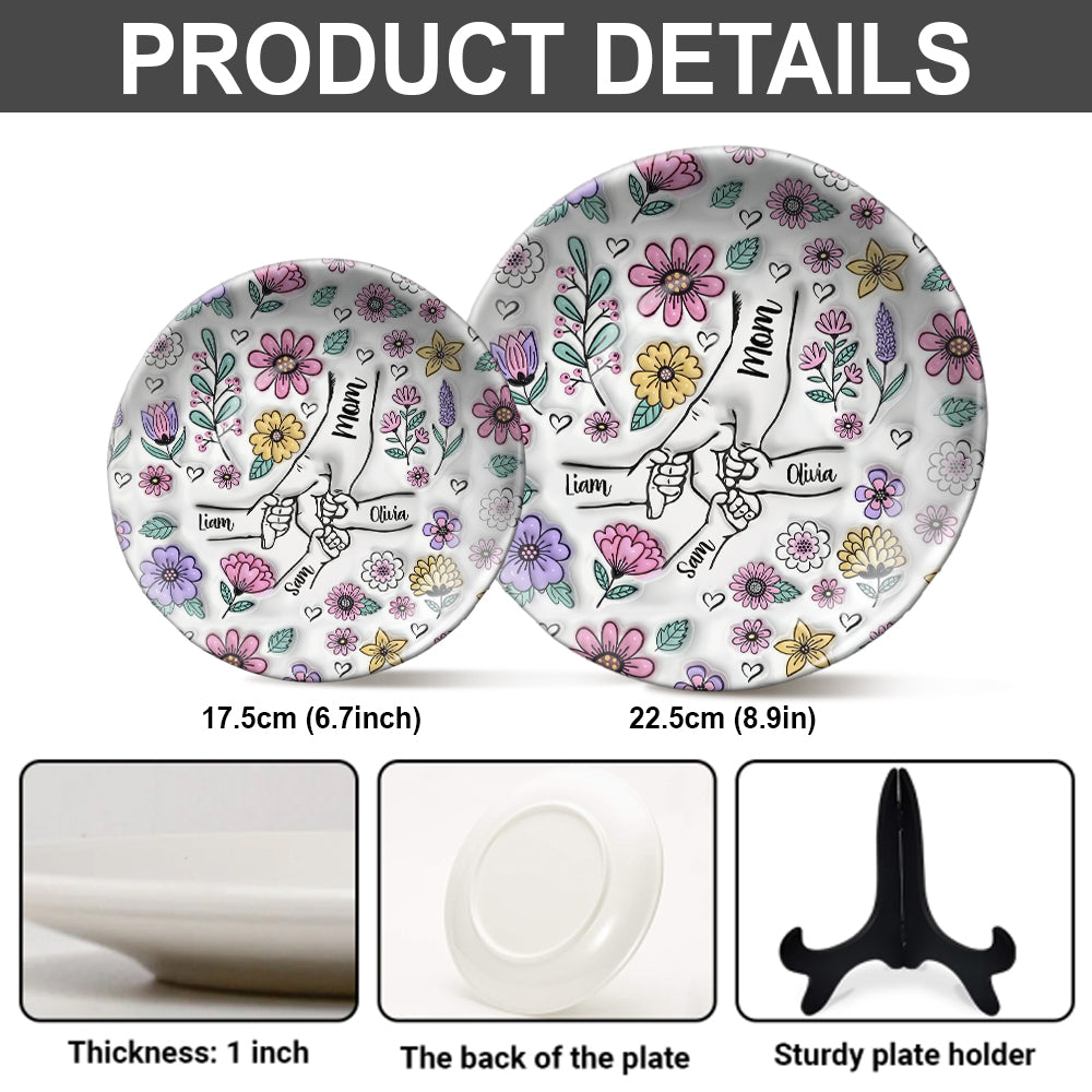 You Hold Our Hands - Personalized Mother Ceramic Round Plate