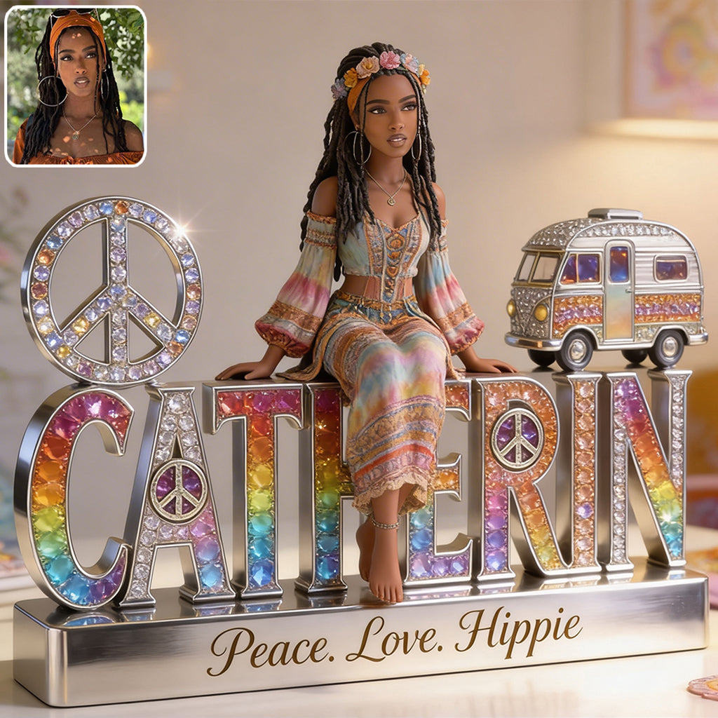 Hippie Souls - Plaque Acrylique Personnalisée en Forme de Hippie