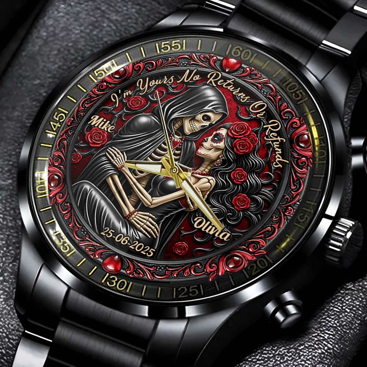 I'm Yours No Returns Or Refunds - Personalized Couple Hand Watch