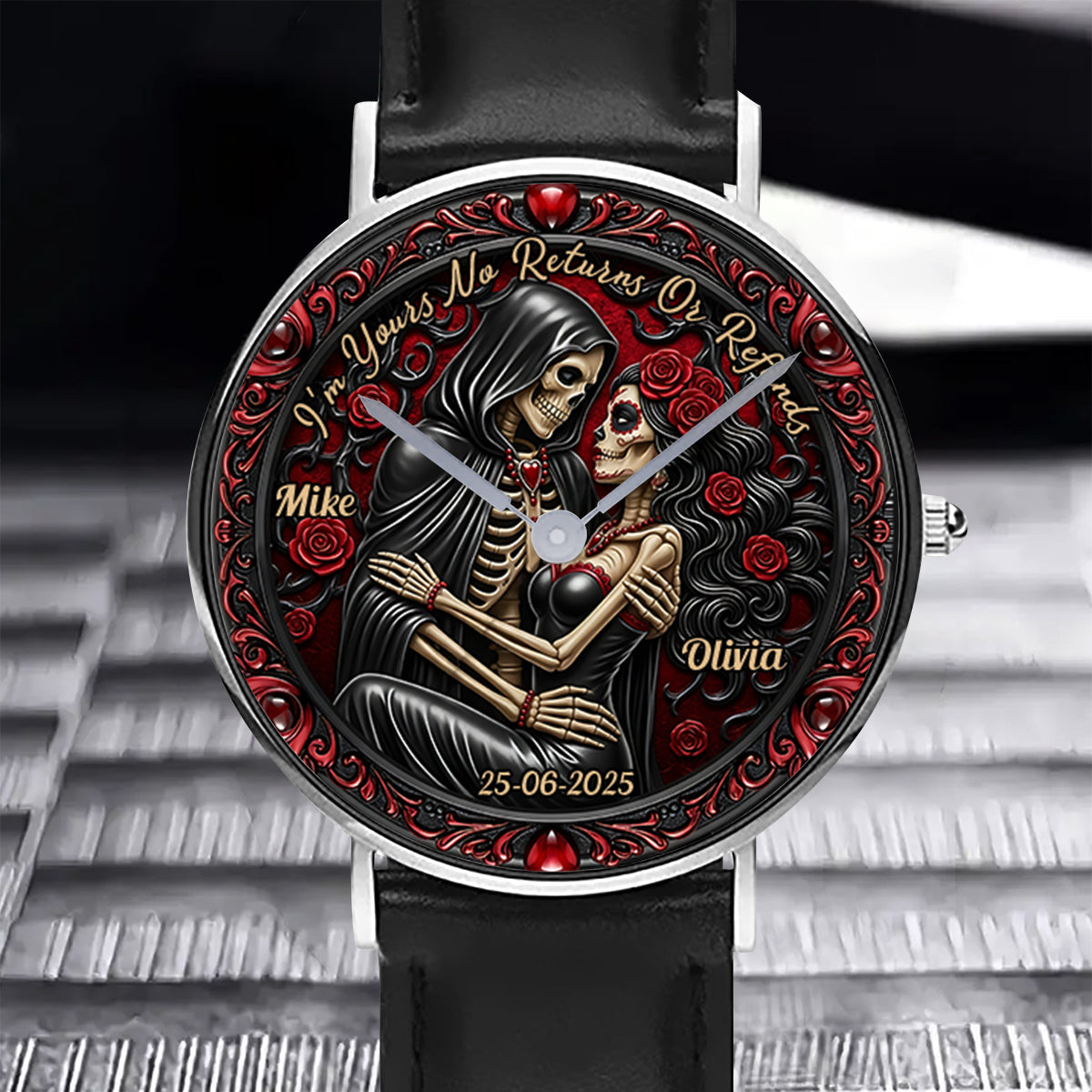 I'm Yours No Returns Or Refunds - Personalized Couple Hand Watch