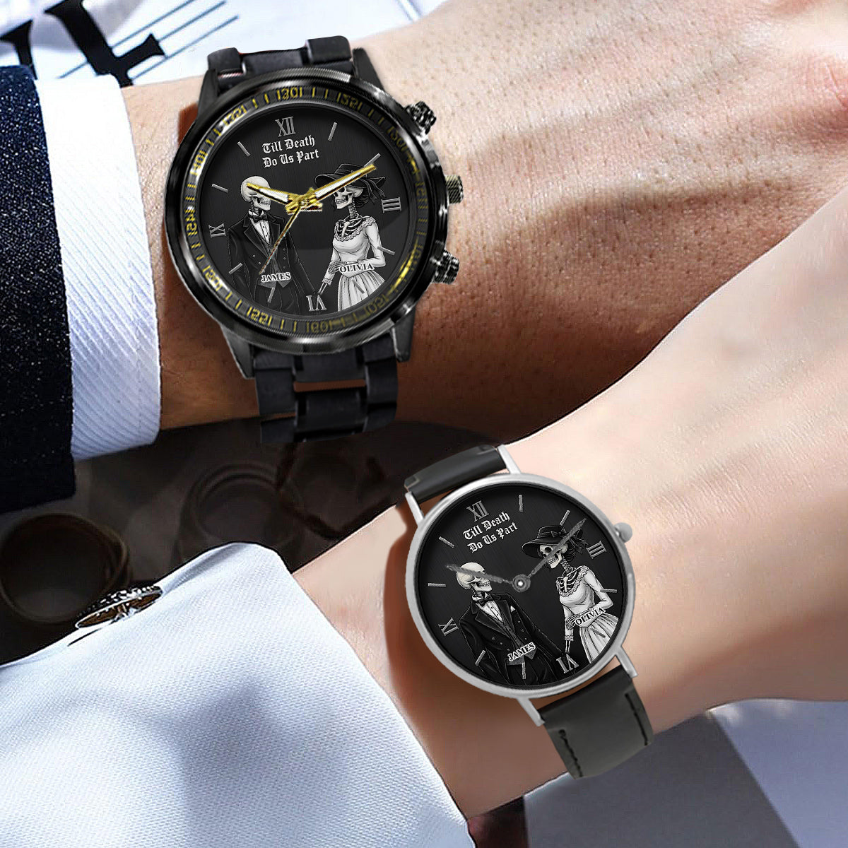Till Death Do Us Part - Personalized Couple Couple Hand Watch Set